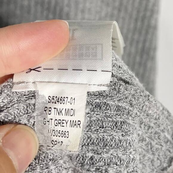 Gap Small S Gray Heather Marled Ribbed Tank Midi Dress Scoop Neck Racerback - Picture 9 of 9